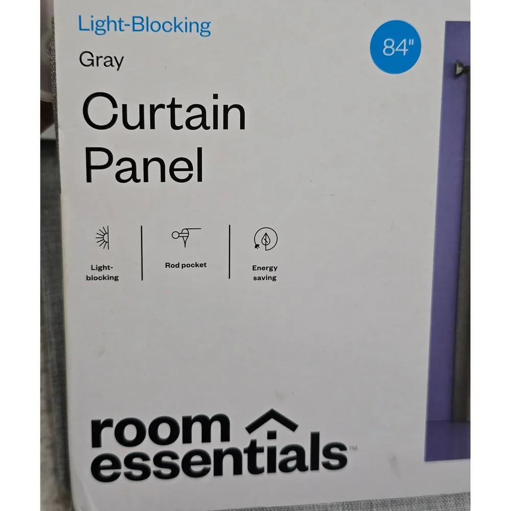 Room Essentials Gray Light‎ Blocking Curtain Panel 84 Inch Single New Target